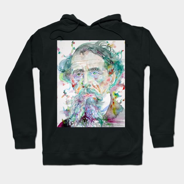 CHARLES DICKENS watercolor portrait .4 Hoodie by lautir